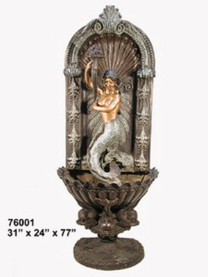 Bronze Mermaid Wall Fountain (Self Contained) - AF 76001