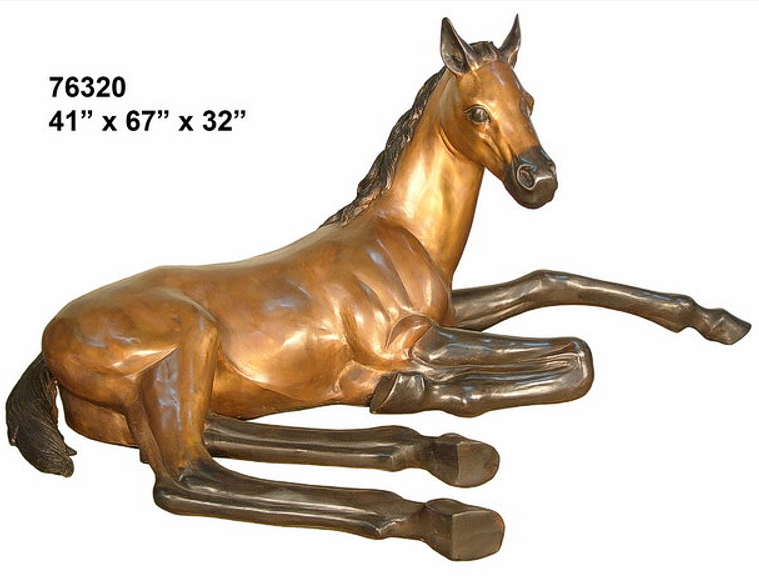 Bronze Lying Down Foal Statue - AF 76320