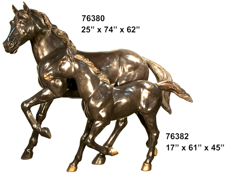 Bronze Mare Foal Statue - AF 76380-82