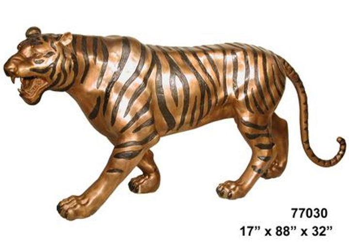 Bronze Growling Tiger Statue - AF 77030