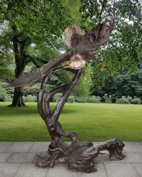Bronze Eagle Hunting School Mascot Statue - AF 81001