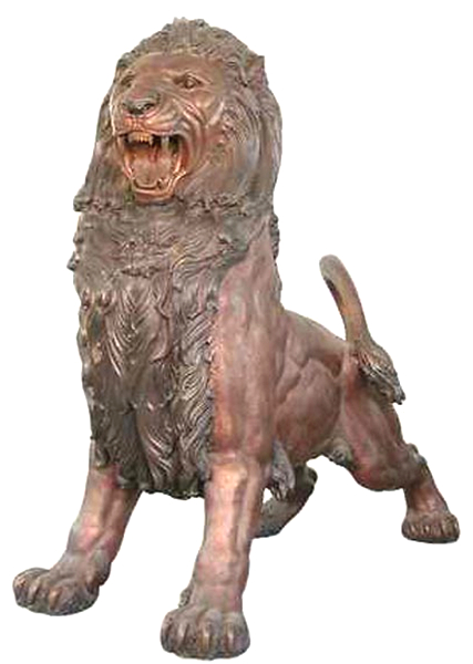 Bronze Growling Lion Statue - AF 81030