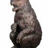 Sitting Growling Bronze Bear Statue
