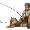 Bronze Boy & Dog Fishing Statue