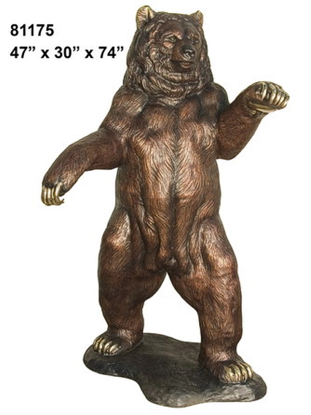 Charging Bronze Bear Statue - AF 81175