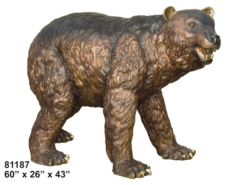 Brown Bear Bronze Statue