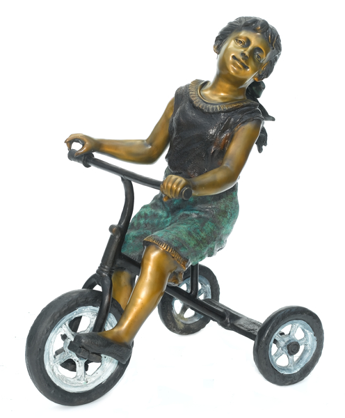 Girl on Tricycle Bronze Statue - ASB 813