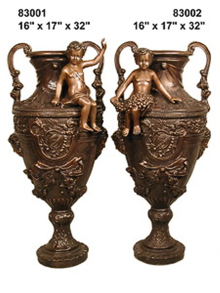 Bronze Cherubs Grapes Urns - AF 83001-2