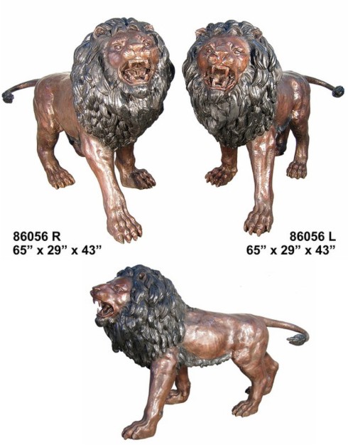 Bronze Roaring Lion Statue - AF 86056