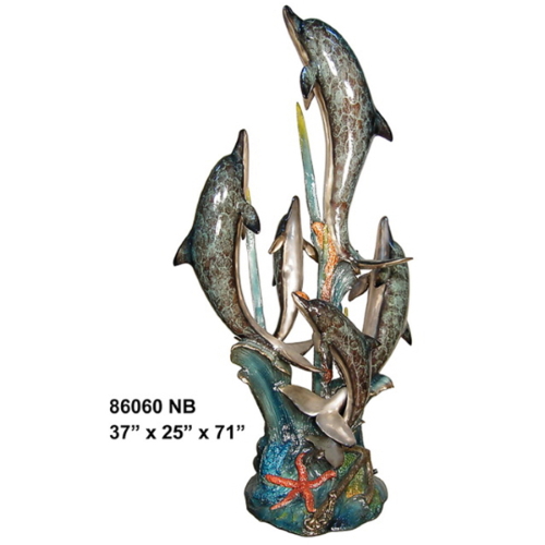 Bronze Jumping Dolphin Fountain Statue - AF 86060NB-F