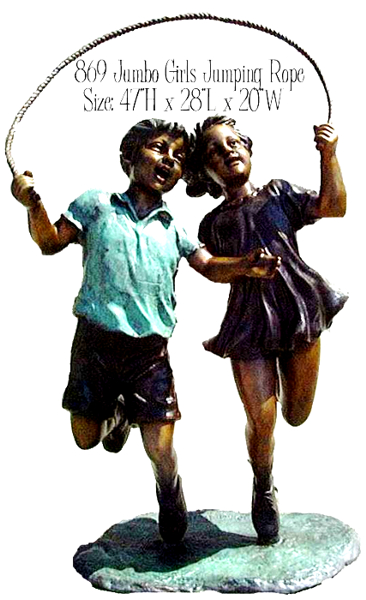 Bronze Boy & Girl Jumping Rope Statue - ASB 869