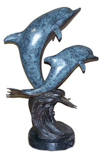 Bronze Jumping Dolphin Fountain Statue - AF 87070