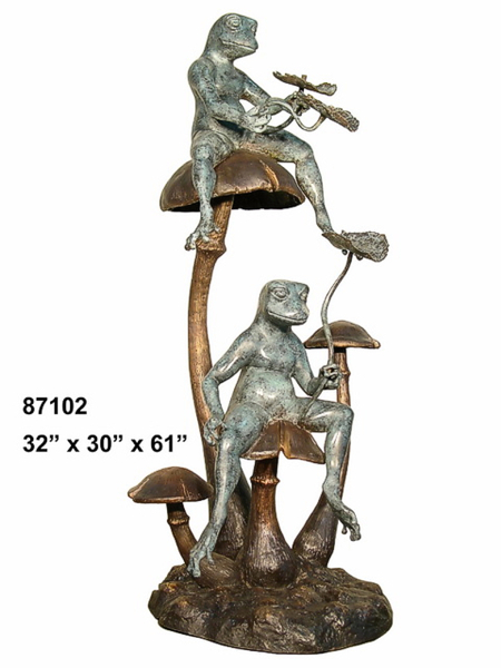 Bronze Frog Fountain Statue - AF 87102