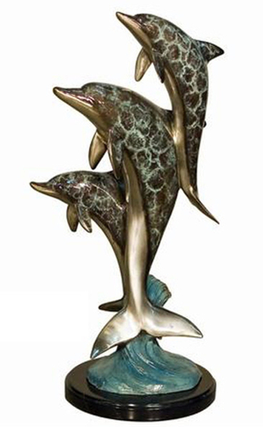 Bronze Jumping Dolphin Statue - AF 89076NB
