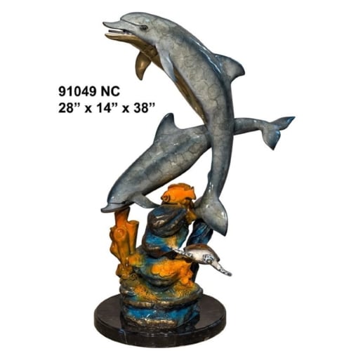 Bronze Jumping Dolphin Statue - AF 91049NC