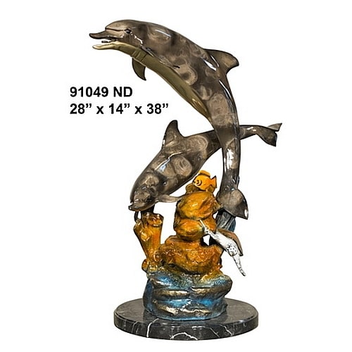 Bronze Jumping Dolphin Fountain Statue - AF 91049ND