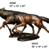 Bronze Howling Wolf on Rock Statue