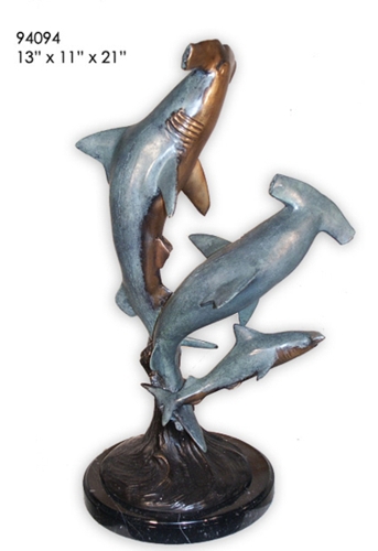 Bronze Hammerhead Shark Statue - AF 94094