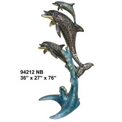 Bronze Jumping Dolphin Fountain Statue - AF 94212NB-F