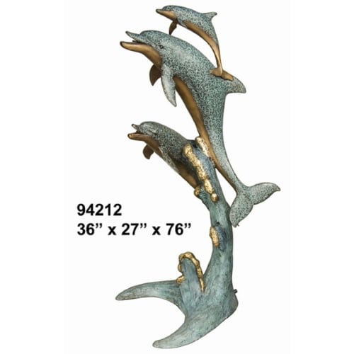 Bronze Jumping Dolphin Fountain Statue - AF 94212-F
