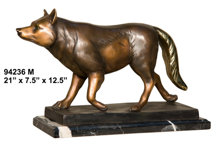 Bronze Wolf Tabletop Statue - AF 94236