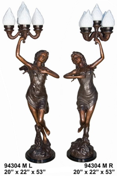 Bronze Ladies Torchiere Lamps - AF 94304M