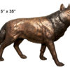 Bronze Growling Showing Teeth Wolf Statue