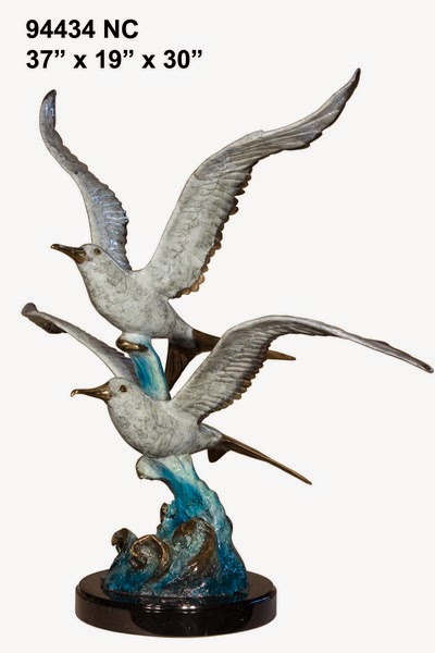 Bronze Seagull in Flight Statue - AF 94434NC