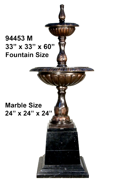 Bronze Bowl Tiered Marble Base Fountain - AF 94453