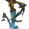 Bronze Mermaid & Dolphins Table Top Statue