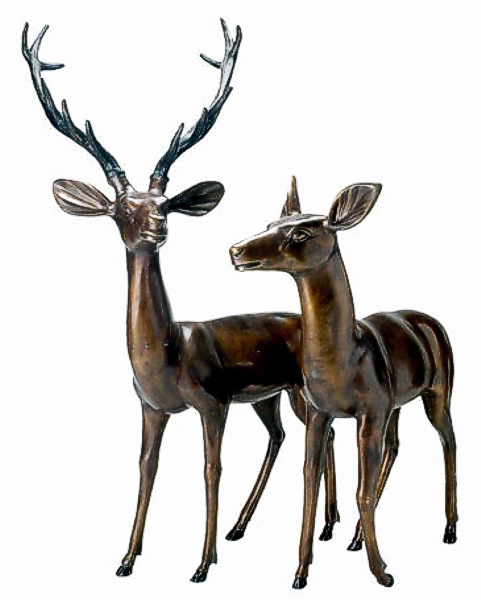Bronze Deer Buck & Doe Statues - DD A-071