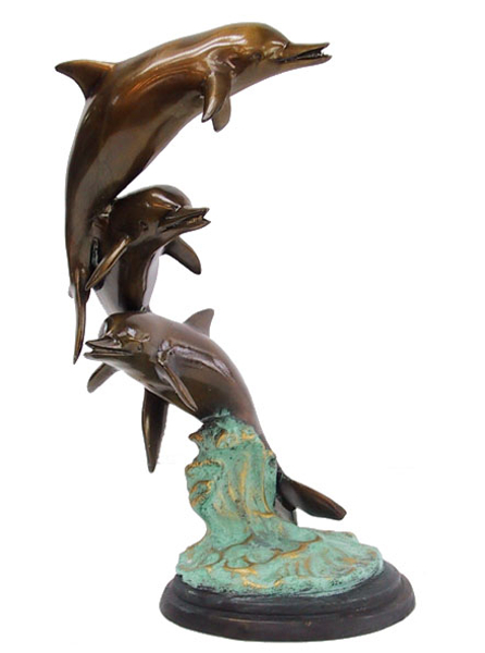 Bronze Jumping Dolphin Statue - DD A-142