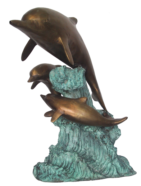Bronze Jumping Dolphin Fountain Statue - DD A-177