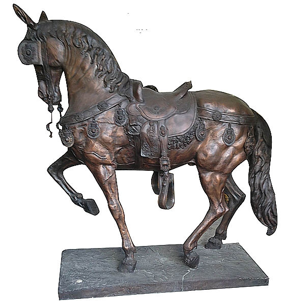 Western Saddled Bronze Horse Statue - DD A-272