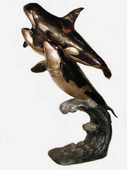 Bronze  Orca Whales Statue