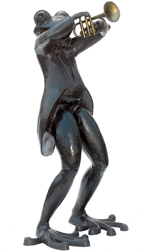 Bronze Frog Trumpet Statue - ASB 826