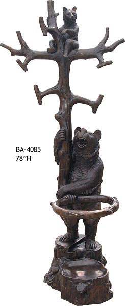 Bronze Bear & Cub Coat Rack & Umbrella Stand