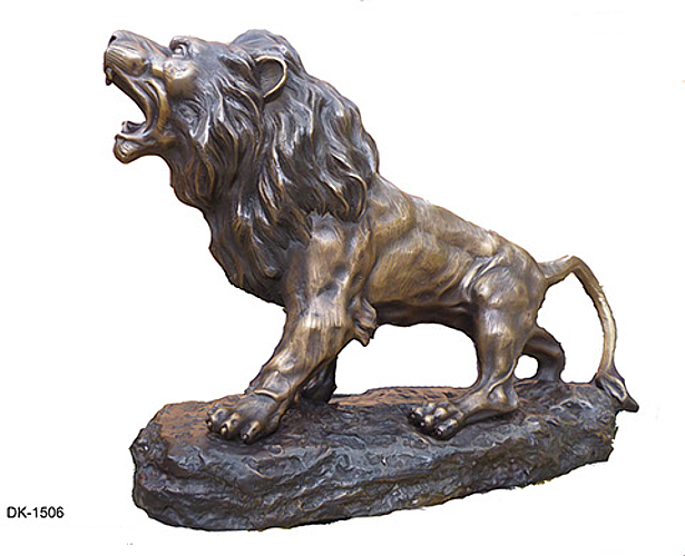 Bronze Growling Lion Statue - DK 1506