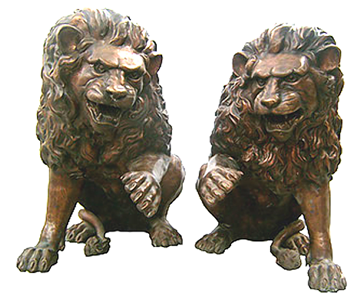 Bronze Clawing Lion Statues