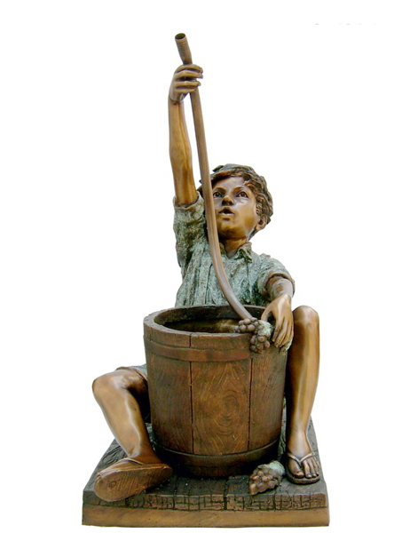 Bronze Boy and Bucket Fountain Statue - DK 1576
