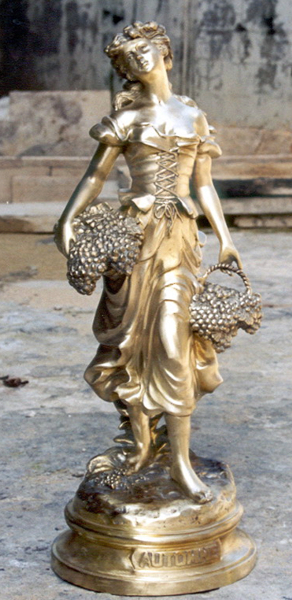 Bronze Lady Holding Basket Statue - DK 1644