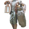 Bronze Golfer Caddy Light Statue