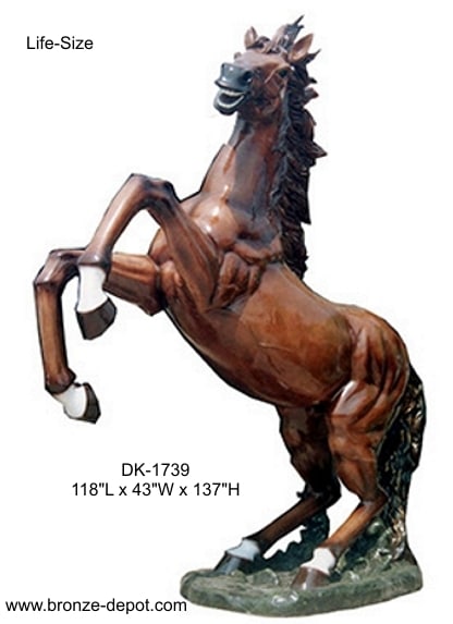 Bronze Rearing Horse Statue - DK 1739