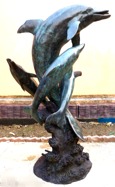 Bronze Jumping Dolphin Fountain Statue - DK 1893A