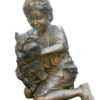 Bronze Boy and Dog Statue