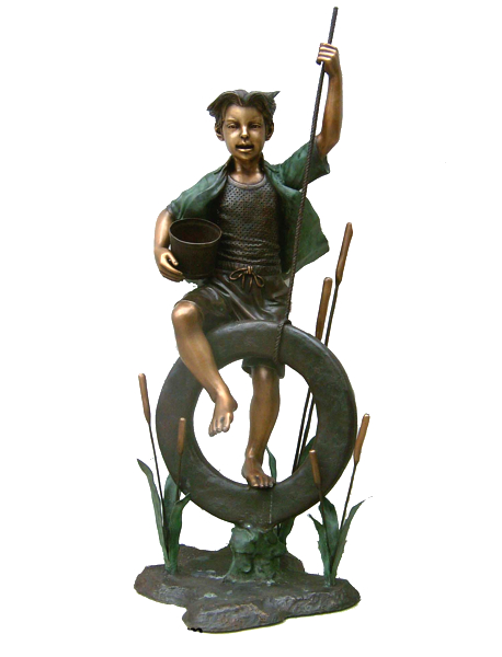 Bronze Boy on Tire Swing Statue - DK 1982A