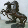 Pair Bronze Rearing Horse Statues R&L