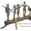 Bronze kids on a log statue
