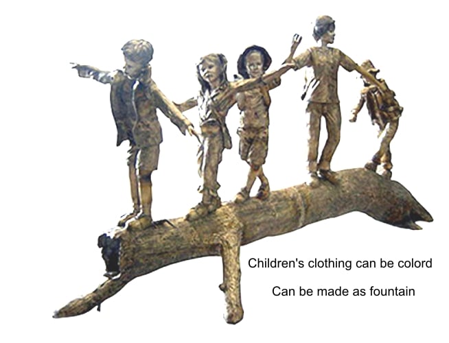 Bronze Kids on log Statue - DK 2134