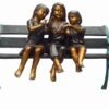 Bronze 3 girls reading on a bench